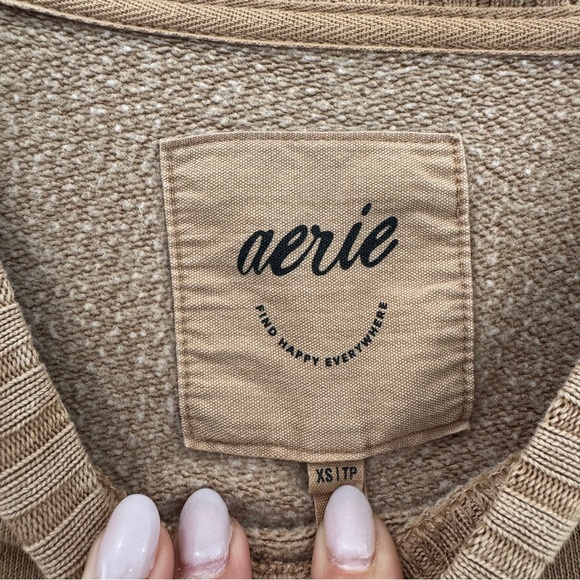 Aerie Down-To-Earth Crew Sweatshirt Warm Brown - Picture 6 of 9